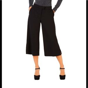 Michael By Michael Kors Black Side Slit Wide Leg Cropped Pants Size Small